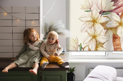 Rollo fenster mit Motiv Vögel auf einem Baum mit Blüten