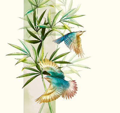 Rollo Fenster mit Vögelmotiv im Laub