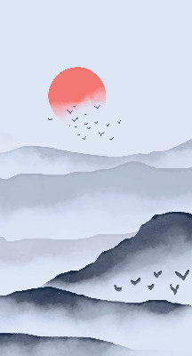 Fensterrollo innen im Design „Berge im Nebel“