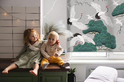 Rollo Fenster mit fliegenden Kranichen