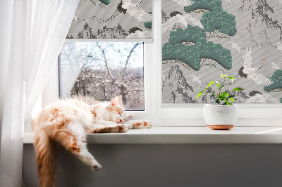 Rollo Fenster mit fliegenden Kranichen