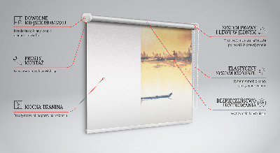 Fensterrollo mit Motiv Sonnenuntergang über dem See