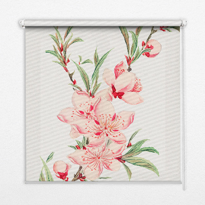 Fensterrollo in Rosa mit Blumenmotiv