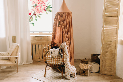Fensterrollo in Rosa mit Blumenmotiv