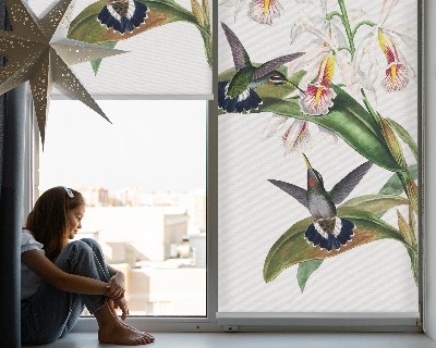 Rollo Fenster mit Vögeln auf einer Blume