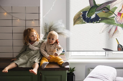 Rollo Fenster mit Vögeln auf einer Blume