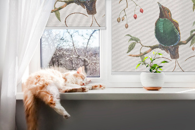 Fensterrollo mit Vögeln auf einem Ast