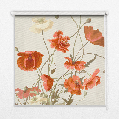 Rollo Fenster mit Mohnblumen