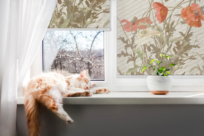Rollo Fenster mit Mohnblumen