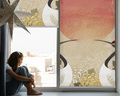 Fensterrollo mit Motiv Kraniche bei Sonnenuntergang