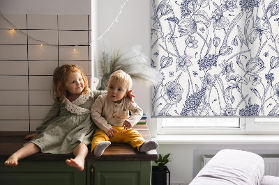 Fensterrollo innen mit Wildblumenmotiv