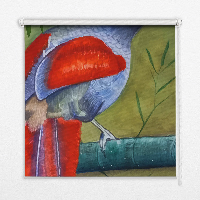 Rollo Fenster mit einem Vogel auf einem Ast