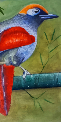 Rollo Fenster mit einem Vogel auf einem Ast