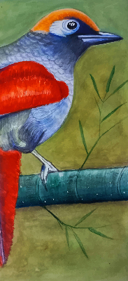 Rollo Fenster mit einem Vogel auf einem Ast