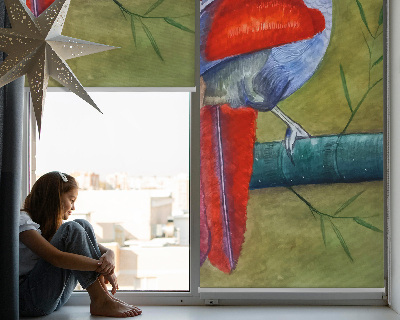 Rollo Fenster mit einem Vogel auf einem Ast