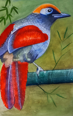 Rollo Fenster mit einem Vogel auf einem Ast