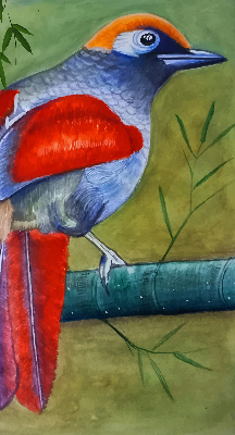 Rollo Fenster mit einem Vogel auf einem Ast
