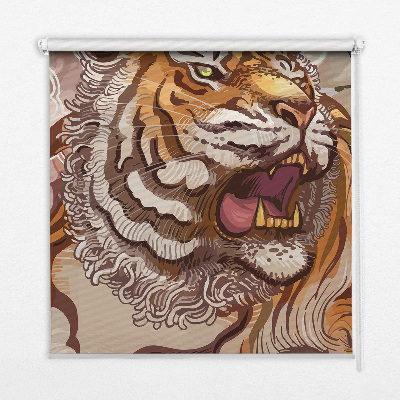 Rollo fenster mit Tiger in Blumenmotiv