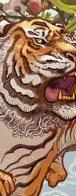Rollo fenster mit Tiger in Blumenmotiv