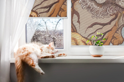 Rollo fenster mit Tiger in Blumenmotiv