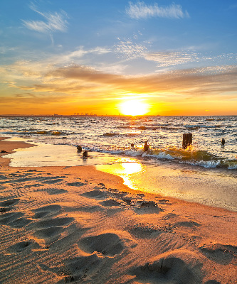 Rollo lichtundurchlässig mit Motiv Sonnenuntergang in warmen Farben