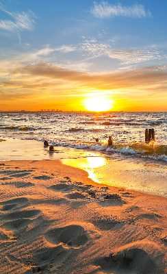 Rollo lichtundurchlässig mit Motiv Sonnenuntergang in warmen Farben