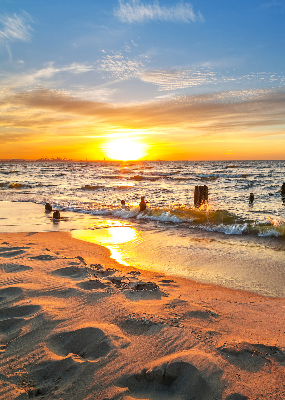 Rollo lichtundurchlässig mit Motiv Sonnenuntergang in warmen Farben