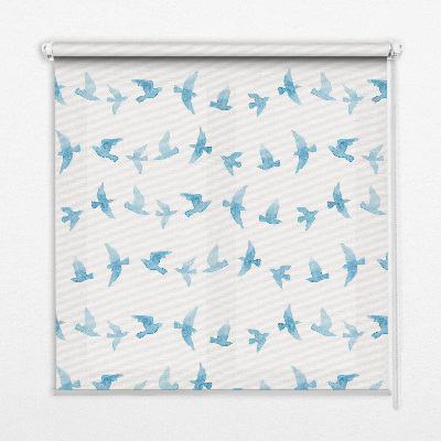 Fenster Rollo mit blauem Vogelmotiv