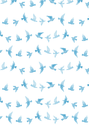 Fenster Rollo mit blauem Vogelmotiv
