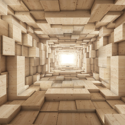 Verdunkelungsrollo mit 3D-Holzoptik