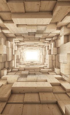Verdunkelungsrollo mit 3D-Holzoptik