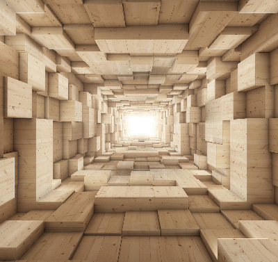 Verdunkelungsrollo mit 3D-Holzoptik