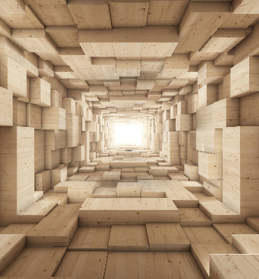 Verdunkelungsrollo mit 3D-Holzoptik