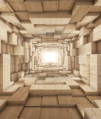 Verdunkelungsrollo mit 3D-Holzoptik