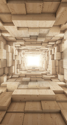Verdunkelungsrollo mit 3D-Holzoptik