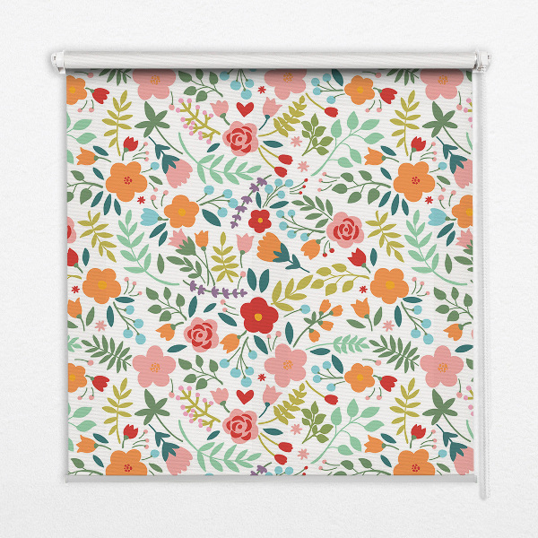 Verdunkelungsrollo mit gemaltem Blumenmuster