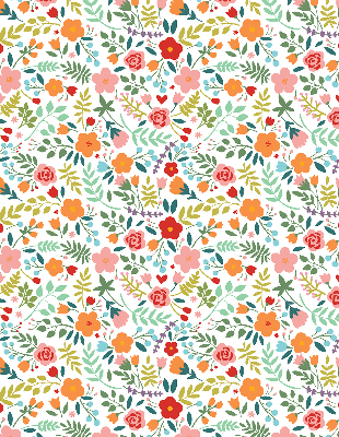 Verdunkelungsrollo mit gemaltem Blumenmuster