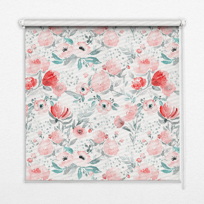 Fenster Rollo in rosa mit Mohnblumenmuster
