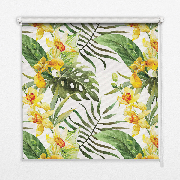 Verdunkelungsrollo mit gelbem Blumenmuster