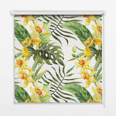 Verdunkelungsrollo mit gelbem Blumenmuster