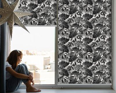 Fenster Rollo mit grauem Blattmuster
