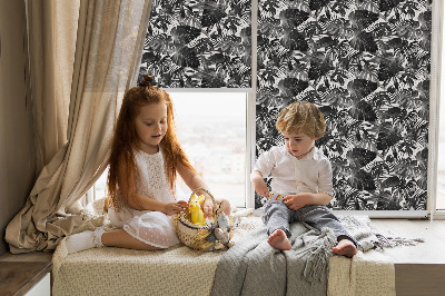 Fenster Rollo mit grauem Blattmuster