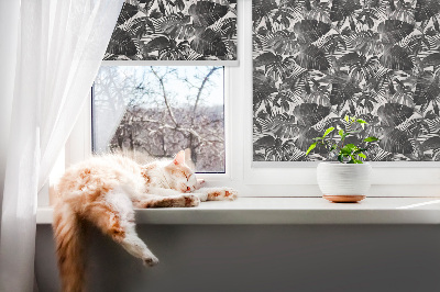 Fenster Rollo mit grauem Blattmuster