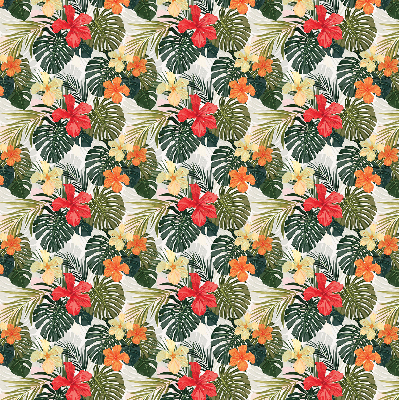 Rollo lichtundurchlässig mit tropischen Blumen- und Blattmotiven