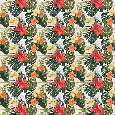 Rollo lichtundurchlässig mit tropischen Blumen- und Blattmotiven