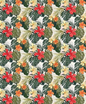 Rollo lichtundurchlässig mit tropischen Blumen- und Blattmotiven