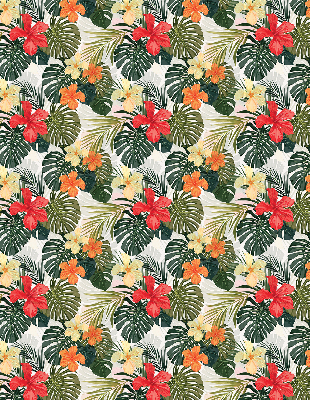 Rollo lichtundurchlässig mit tropischen Blumen- und Blattmotiven