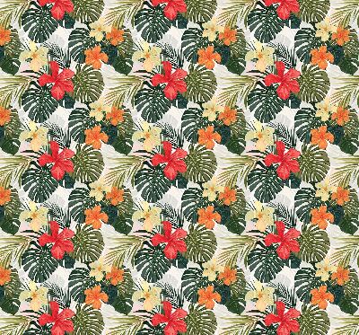 Rollo lichtundurchlässig mit tropischen Blumen- und Blattmotiven