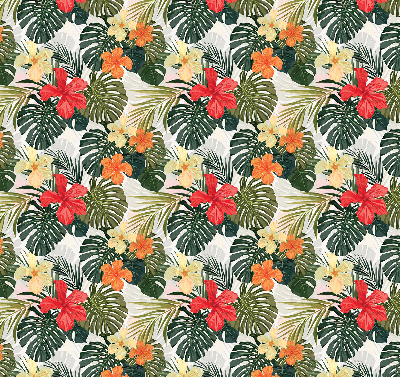 Rollo lichtundurchlässig mit tropischen Blumen- und Blattmotiven