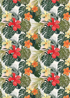 Rollo lichtundurchlässig mit tropischen Blumen- und Blattmotiven